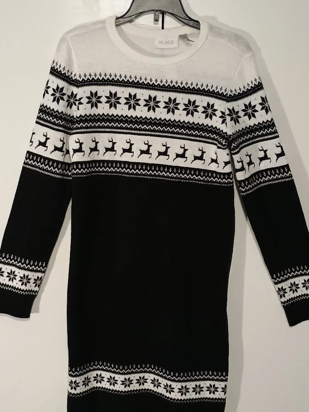 The Children’s Place Girls Fair Isle Reindeer Sweater Dress Size Large 10/12 NWT - Picture 2 of 9